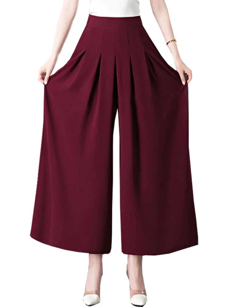 Korean Style High Waisted Chiffon Wide leg Pants