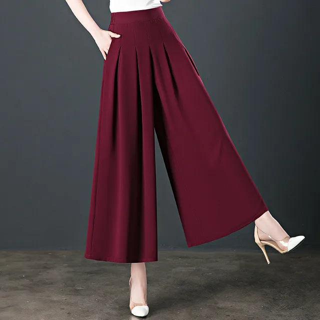 Korean Style High Waisted Chiffon Wide leg Pants