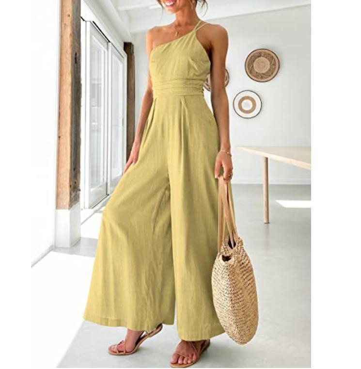 Women Camisole Waist Wide leg Lenin Jumpsuit