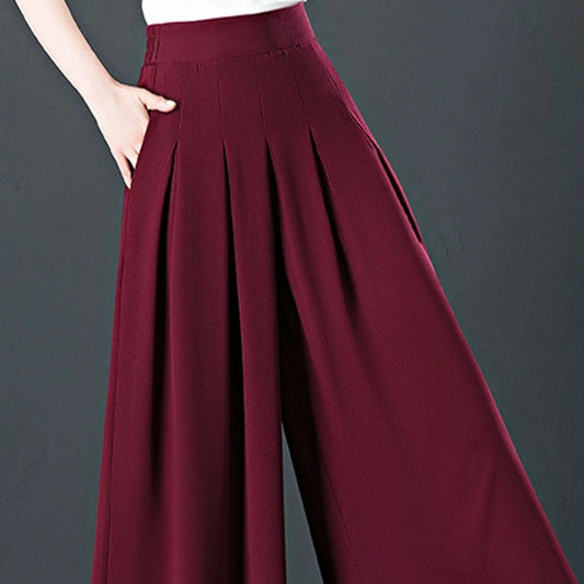 Korean Style High Waisted Chiffon Wide leg Pants