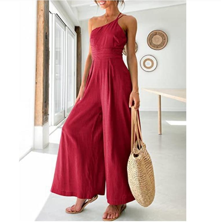 Women Camisole Waist Wide leg Lenin Jumpsuit