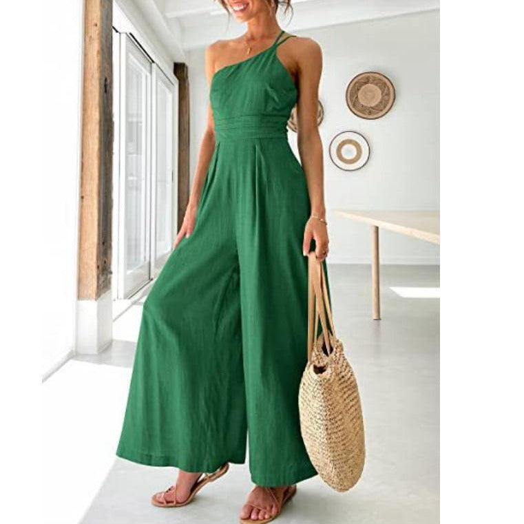 Women Camisole Waist Wide leg Lenin Jumpsuit
