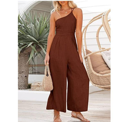 Women Camisole Waist Wide leg Lenin Jumpsuit