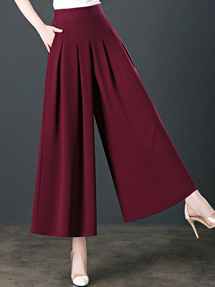 Korean Style High Waisted Chiffon Wide leg Pants