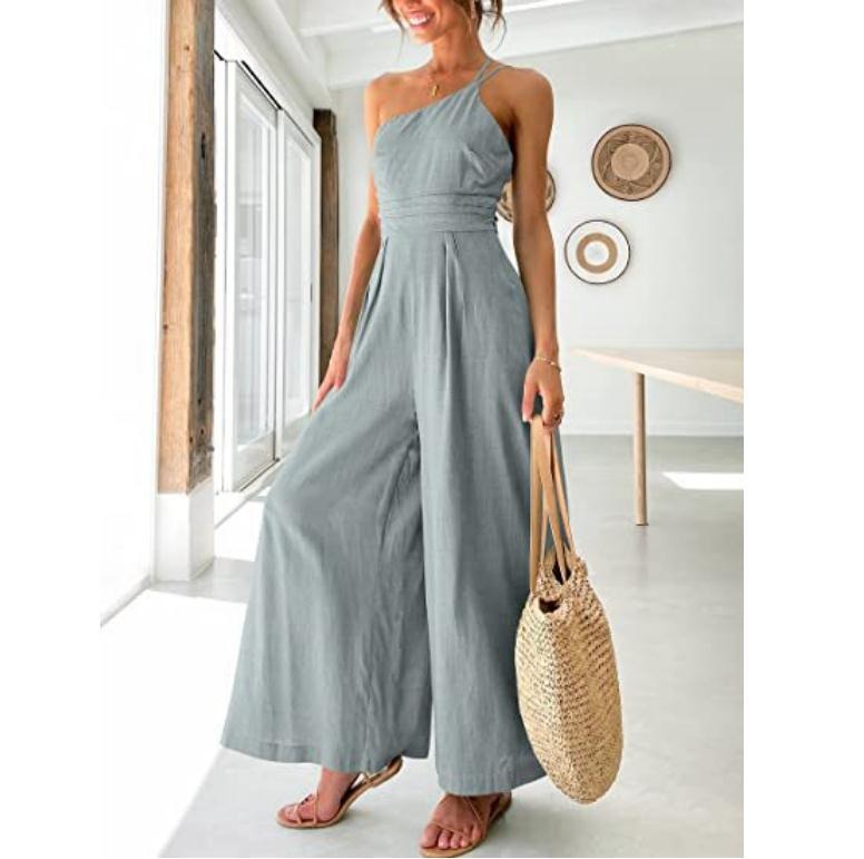 Women Camisole Waist Wide leg Lenin Jumpsuit