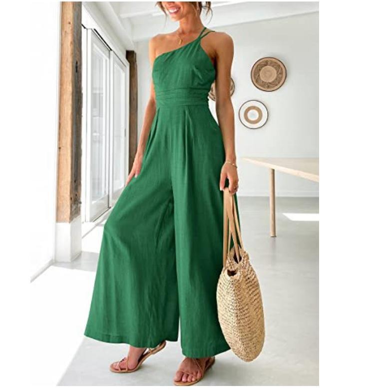 Women Camisole Waist Wide leg Lenin Jumpsuit