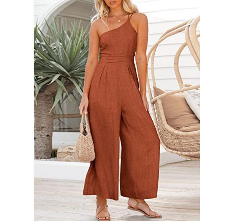 Women Camisole Waist Wide leg Lenin Jumpsuit