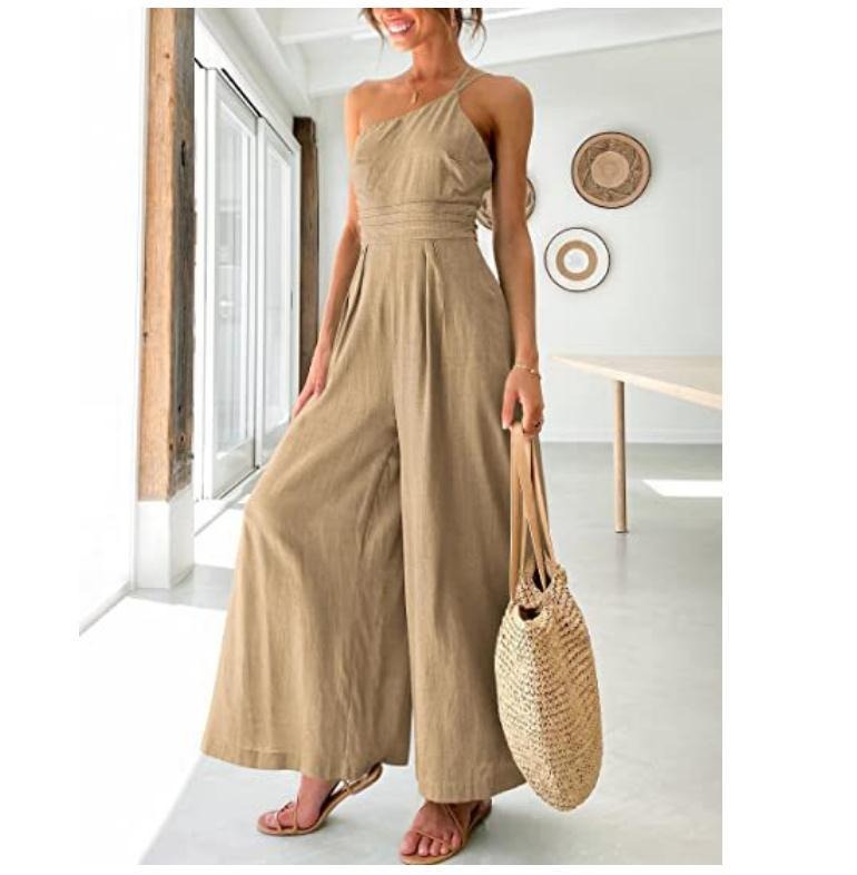 Women Camisole Waist Wide leg Lenin Jumpsuit