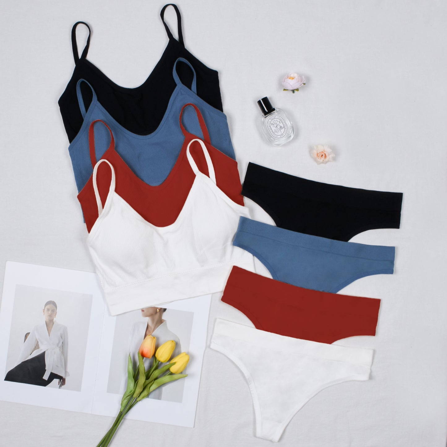 Summer Stretchy Breathable Bralette & Thong Pack of 4