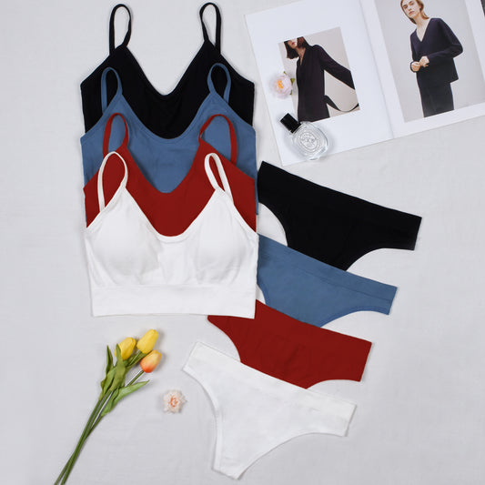 Summer Stretchy Breathable Bralette & Thong Pack of 4