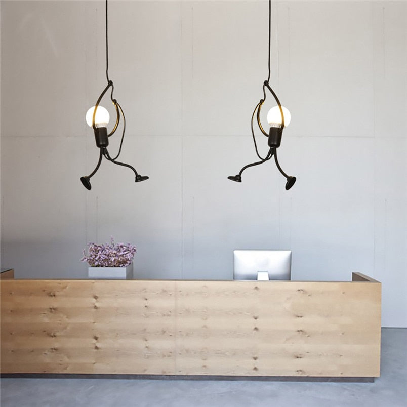 Modern Charming Hanging Chandelier Creative Iron Pendant Lamp For Indoor Lighting Swing Small Humanoid Chandelier
