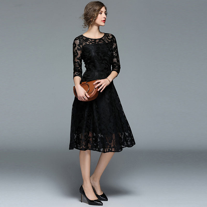 Spring Fashion Luxury Elegant Slim Ladies Party Dress Women Casual Lace Dresses