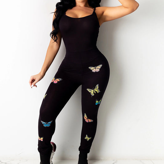 Butterfly Pattern Yoga Hip-Lifting Jumpsuit