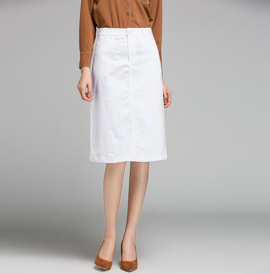 Women Polyester Elastic High Waisted Pencil Stretch Skirt