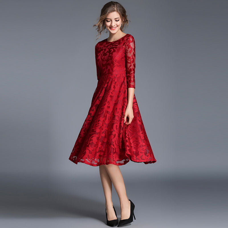 Spring Fashion Luxury Elegant Slim Ladies Party Dress Women Casual Lace Dresses