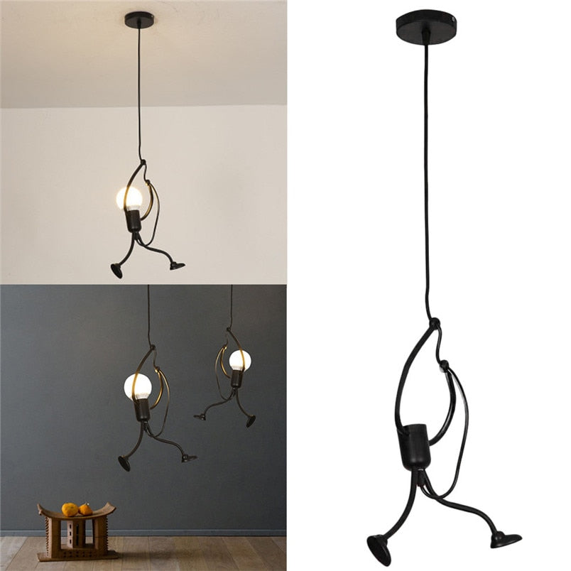Modern Charming Hanging Chandelier Creative Iron Pendant Lamp For Indoor Lighting Swing Small Humanoid Chandelier