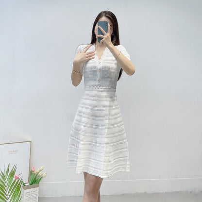 Elegant V-neck knitted Dress Express Yourself