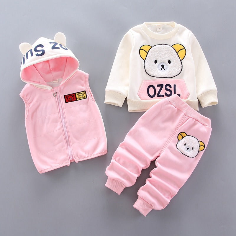 Children's Bear Print Three Piece Set