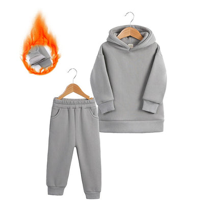 Thickened Autumn And Winter Clothing Children's Sports Suit Casual Pullover Hooded Sweater Trousers Two-Piece Set