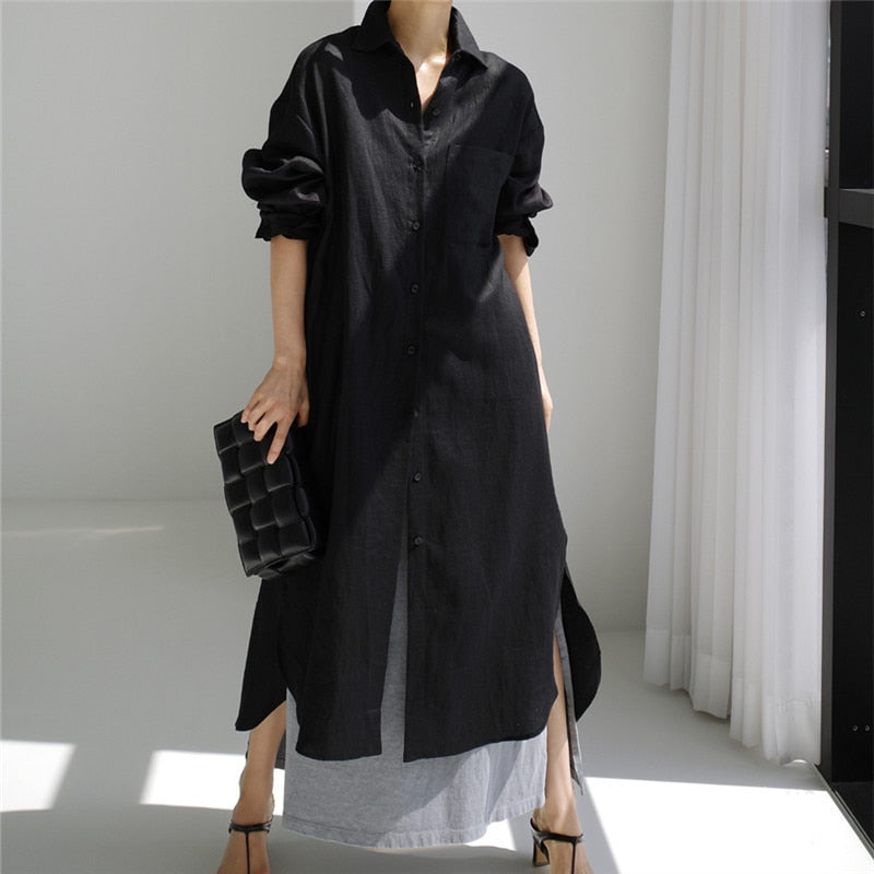 Women Long Sleeve Shirt Dress