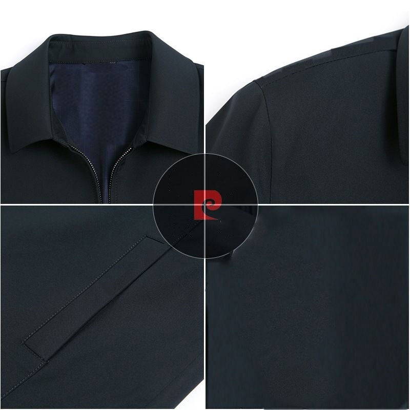 Mens Turn Down Collar Side Zipper Pocket Jacket