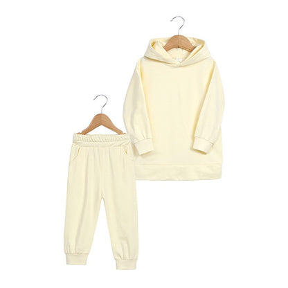 Thickened Autumn And Winter Clothing Children's Sports Suit Casual Pullover Hooded Sweater Trousers Two-Piece Set