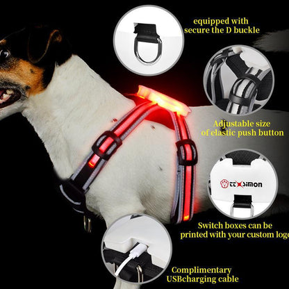 Explosion proof Flashing Dog Strap LED Luminous Chest Strap