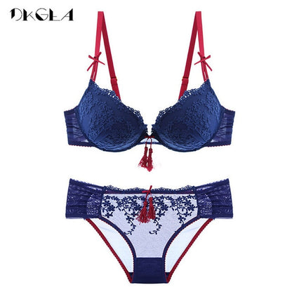 Soft Push up Thick Cotton Embroider Bra Set