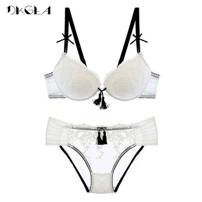 Soft Push up Thick Cotton Embroider Bra Set