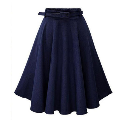 Women Denim Jeans Skirts A line Casual Skirt High Elastic Waist Streetwear Midi Pleated Female Clothing