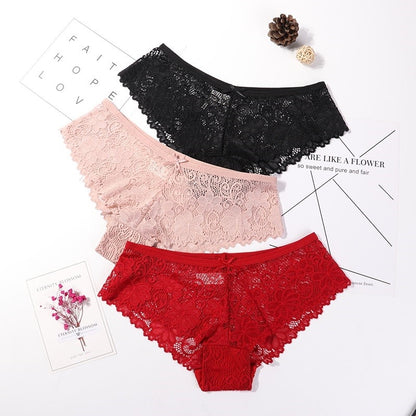 3 Pcs Panties for Woman Underwear Sexy Lace Breathable Soft Lingerie Female Briefs Panty Sexy Transparent Women's Underpants