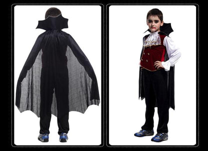 Children's Boys / Girls Halloween Cosplay Costume Long Sleeve Top + Pants + Cloak Vampire Performance Costume 3pcs/set