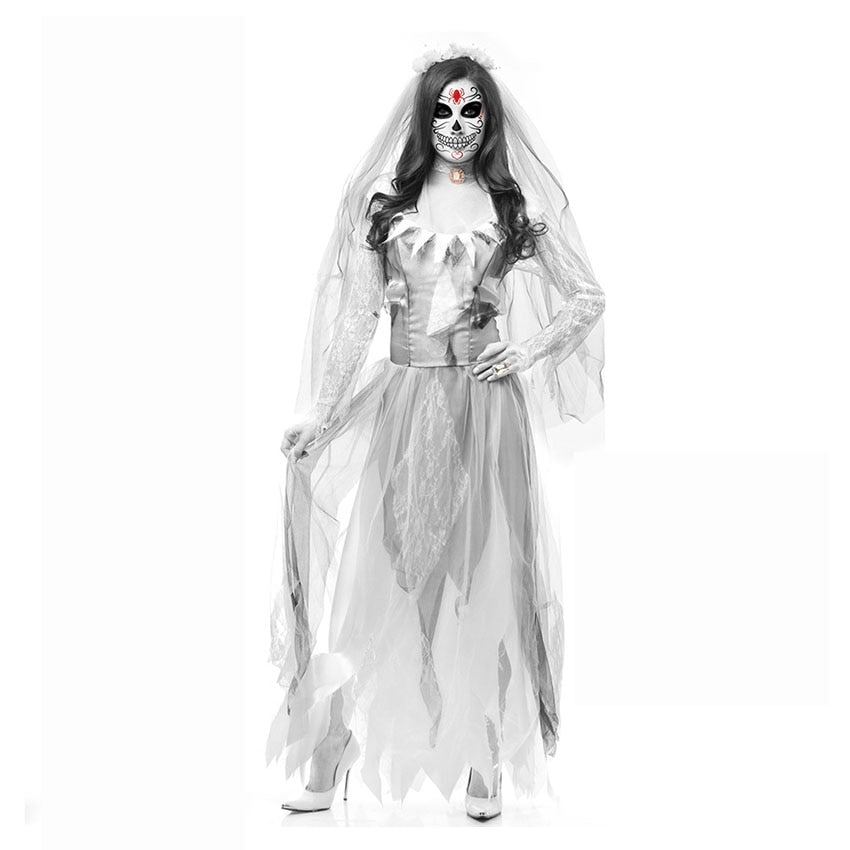 Scary Halloween Costumes for Adult Men Zombie Nurse Nun Bloody Ghost Bride Middle Ages Women Fancy Dress Cosplay Costumes