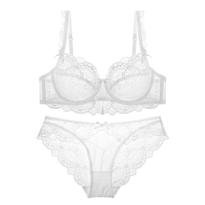 Ultra Thin Transparent Bra and Panties Set Large Size Underwear Set Lingerie  (A B C D E Cup 95C 95D)