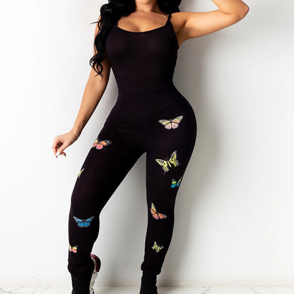 Butterfly Pattern Yoga  Hip-Lifting Jumpsuit