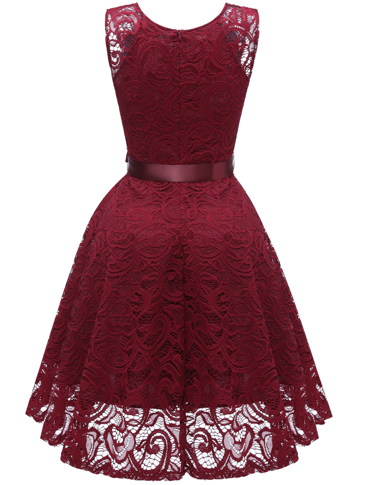 Women V Neck Lace A Line Sleeveless Dress