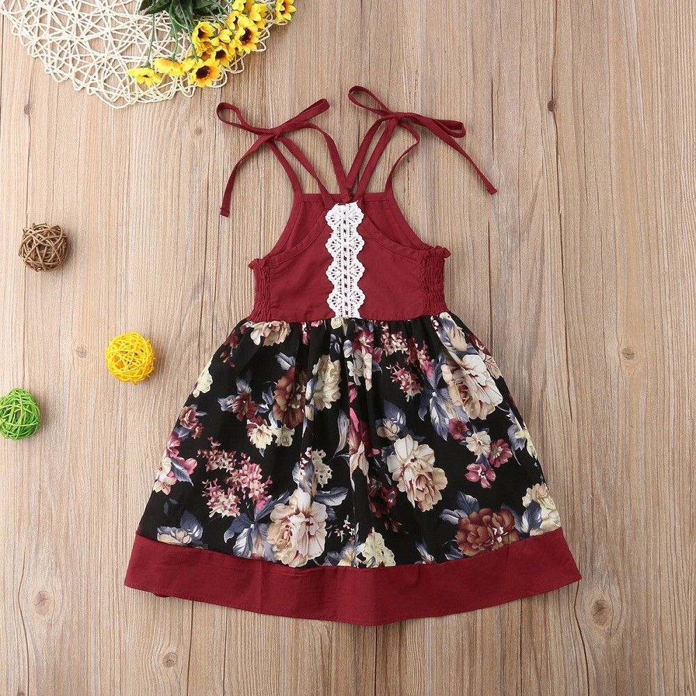 Sweet Toddler Baby Girls Sleeveless Dress Party Princess Floral Sundress Outfit