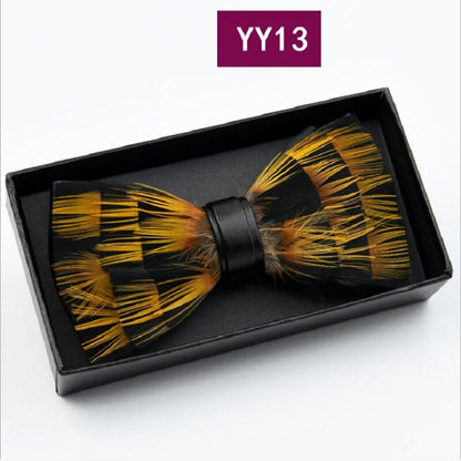 Tie feathers PU bow ties butterfly