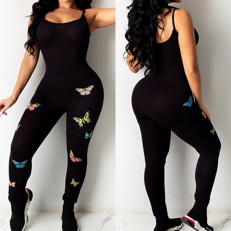 Butterfly Pattern Yoga  Hip-Lifting Jumpsuit