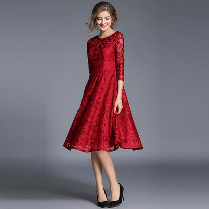 Spring Fashion  Luxury Elegant Slim Ladies Party Dress Women Casual Lace Dresses