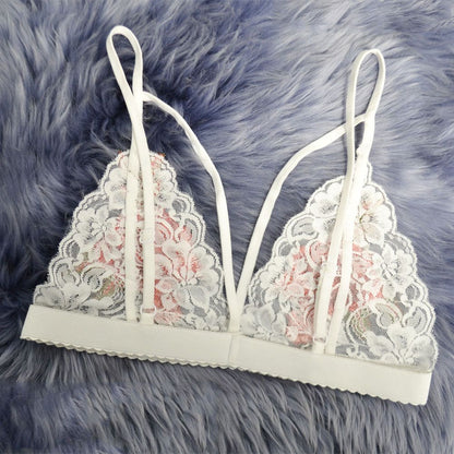 Women Embroidered Flowers unpadded bra