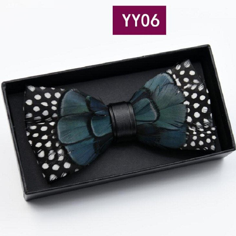 Tie feathers PU bow ties butterfly