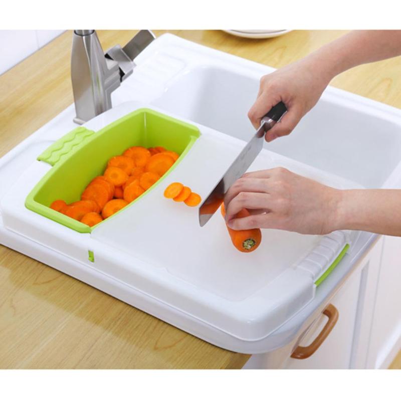 Multifunction Kitchen Chopping Blocks Sinks Drain Basket Cutting Board Vegetable Meat Tools Kitchen Accessories