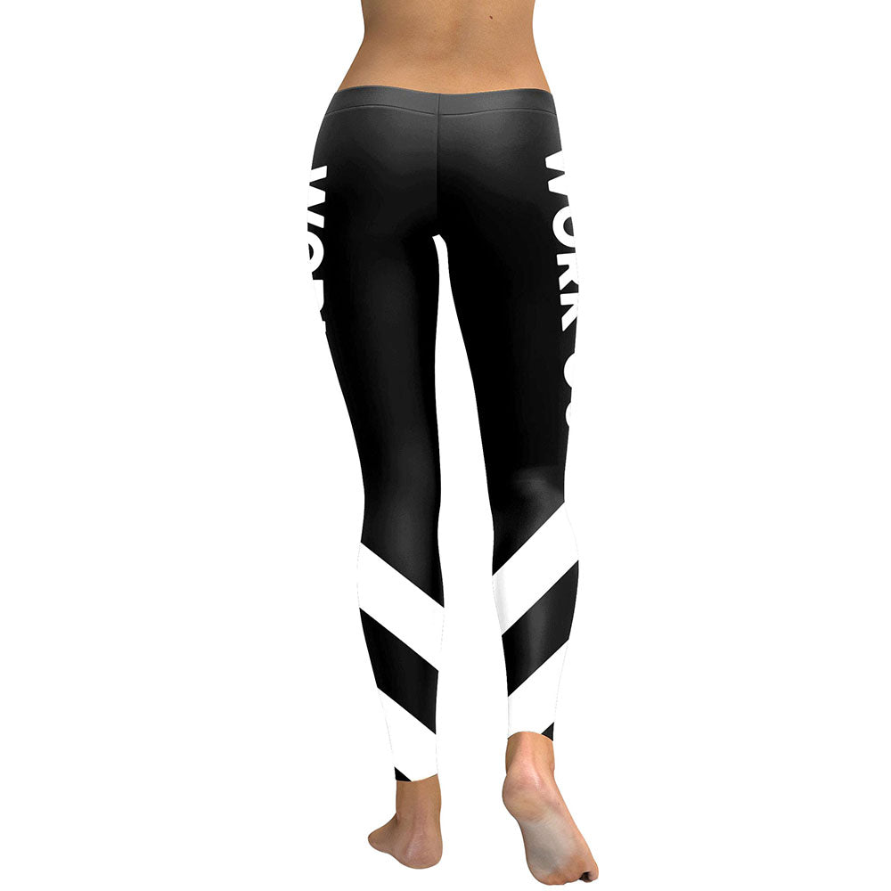 Women Leggings Workout Digital Print Fitness High Waist Leggin Black White Patchwork Legging Pant