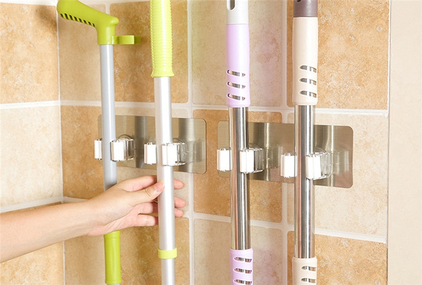 Wall Mounted Mop Organizer Holder Brush Broom Hanger Storage Rack Kitchen Tool Wall Housekeeper Random Colorful 17.8*7cm