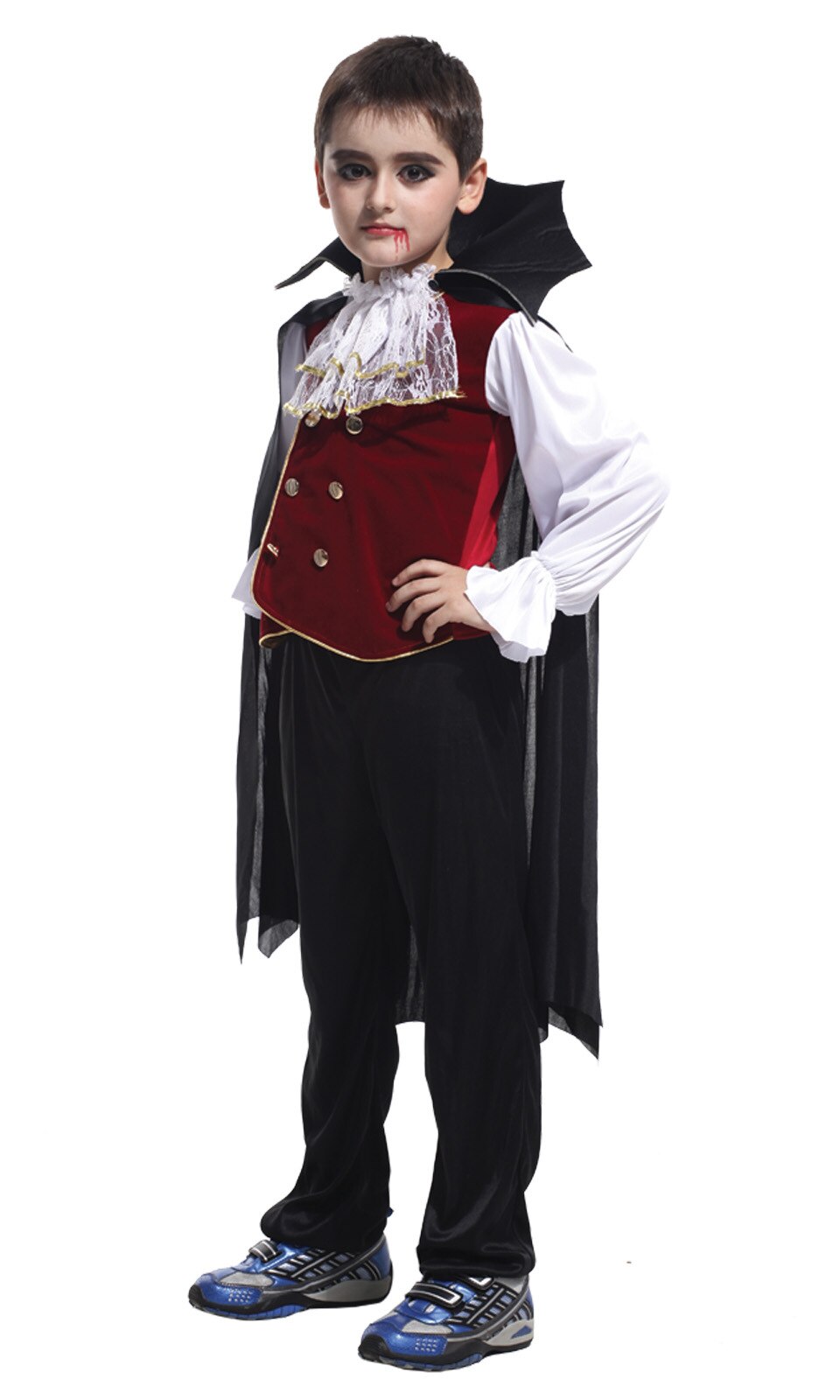 Children's Boys / Girls Halloween Cosplay Costume Long Sleeve Top + Pants + Cloak Vampire Performance Costume 3pcs/set