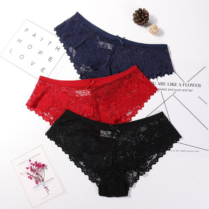 3 Pcs Panties for Woman Underwear Sexy Lace Breathable Soft Lingerie Female Briefs Panty Sexy Transparent Women's Underpants