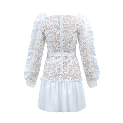 Women Lace Defined Slim Waist Mini Dress