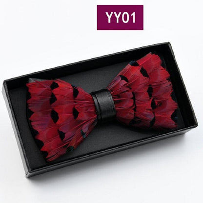 Tie feathers PU bow ties butterfly