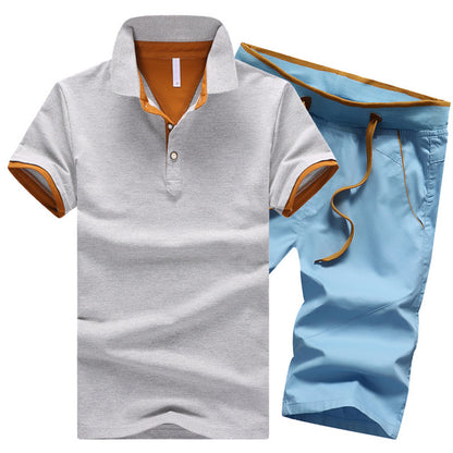 Cotton Mens Sets Summer Button Polo Shirts Sets Turn Down Mens Shorts 4XL Men Clothes 2 Piece Set Elastic Waist Shorts